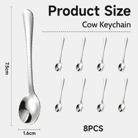 GlamRays Pack of 8 Tiny Stainless Steel Spoons for Spice Jars, Mini Size 7.5 cm, Cute Small Stainless Steel Spice Spoon for Spices, Salt, Fun Little Scoops