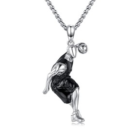 Freesloth Basketball Necklace 925 Sterling Silver Basketball Chain Basketball Pendant Sports Necklace Basketball Jewelry Gifts for Men