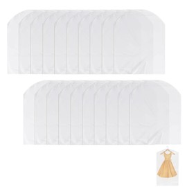 20Pcs Clear Garment Bags for Clothes, Clothes Covers Protector Bags Garment Bag Waterproof Suit Covers Clothes Bags Hanging for Men or Women