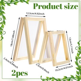 2 Pcs Paper Making Screens, Wooden Papermaking Screen Frame Mould 5 x 4 Inch and 5 x 7 Inch Paper-Making Frame for DIY Paper Craft, Dried Flower