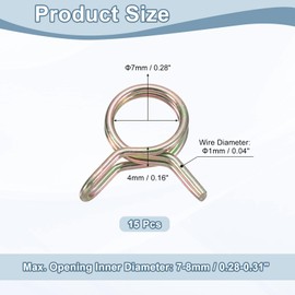 QUARKZMAN 15 Stück Doppeldraht-Federschlauchschellen, 7 mm Innendurchmesser Passend für 7-8 mm Außendurchmesser Schlauch Kraftstoffleitung Silikonschlauch Clips, Farbe Zink