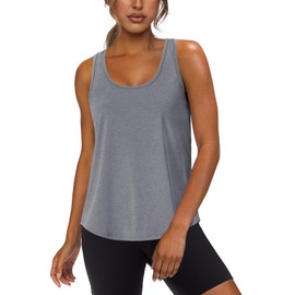 WIHOLL Tank Top for Women 2025 Sleeveless Athletic Shirts Gym Clothes Lightweight Running Yoga Workout Tops Grey M