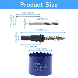 Luomorgo 38mm/1 1/2 inch Hole Saw Drill Bit, 1 1/4 inch Cutting Depth HSS Bi-Metal Hole Cutter for Wood Cornhole Boards Plastic Drywall & Metal Sheet