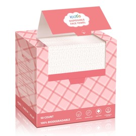 ICOTLE- Toalla facial grande: incluye 50 toallas faciales desechables en 1 paquete; cada toalla mide 10 x 12 pulgadas; el tamaño grande absorbe eficazmente la humedad, dejando su rostro fresco y seco
