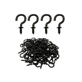 IDEALSV Small Black Ceiling Hooks 1/2'' Screw-in Light Hooks DIY Jewelry Hook (60Pack)
