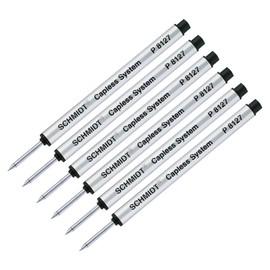 Retro 1951 Short Capless Rollerball Ink Refill Medium Tip, Schmidt P8127, P8127 Short Black, 6-Pack Schmidt Capless Roller Ball refills, fits Retro 51 Tornado Roller Ball Pens.
