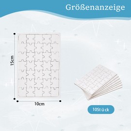 oooaooo Pack of 10 Blank Puzzles, Creative Mini Puzzles for Children's Birthday Parties and Art Projects for Painting Motifs and Playing Children's Birthday Parties Easy to Colour (15 x 10 cm)