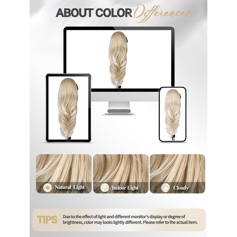 WIGER Ombre Blonde Ponytail Extension 26 Inch Drawstring Ponytail Extension