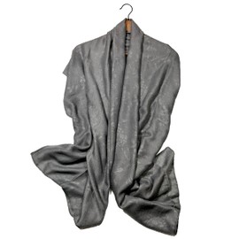 Shanlin Floral Pattern Solid Color Long Scarves for Women (Charcoal Grey)