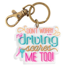 Karma, Women’s Acrylic Keychain, Keychain for Backpack, Purse Bag Accessories Cute Women's Keyrings and Keychains for Girls Purse, My Driving