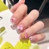 Handmade Press On Nails French Leopard Medium Square Fake Nails