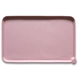 Hoki Found Silicone Pet Food Tray - High-Lips Dog Cat Bowl Mats - Waterproof Dog Cat Food Mats - Neutral Pink