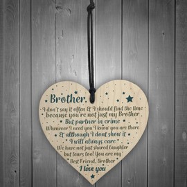 RED OCEAN Thank You Best FRIEND Brother Gifts Wooden Heart Christmas Friendship Gift Birthday Plaque