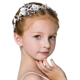 Hair Accessories Princess Wedding Pearl Hair Accessories Communion Girls Hair Bands for Girls Flower Wreath Hair Children Wedding Girls Flowers Bridal Hair Accessories Pearl Headband (White)