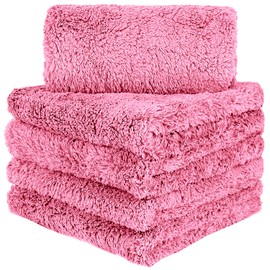 BW&HM Microfibre Car Cleaning Cloths Auto drying cloth 40 x 40 cm 5 Pack (Pink, 40 x 40 cm)
