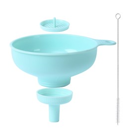 3 Piece Kitchen Funnel With 1 Piece Brush, Plastic Cooking Funnel, Multifunctional Funnel With 2 Sizes Of Nozzles For Wide Or Narrow Mouth Bottles