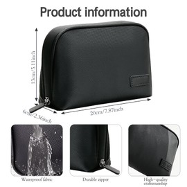HRCOYES Waterproof Cable Organiser Bag, Travel Electronics Accessories Organizer, Compact Multi-Pocket Design, Durable Travel Organiser Pouch for Tech Accessories (Black)