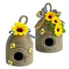 Bigger Bee Hive Decor,2 Pack Bumble Bee Rustic Decor Hive,Natural