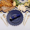 LIYH 210pcs Blue Plastic Dinnerware Set Navy Blue Plastic Scalloped