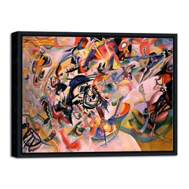 Wieco Art Framed Canvas Wall Art Composition VII, 1913 by Wassily Kandinsky Classic Abstract Famous Paintings Reproductions Canvas Wall Art for Home Decoration