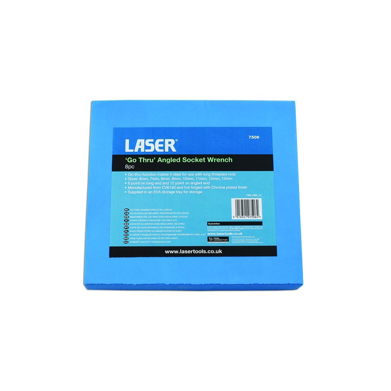 Laser 7506 Go Thru Angled Socket Spanner Set 8pc