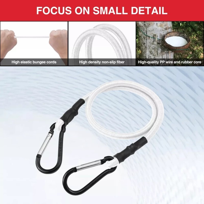 WORKPRO 4PCS 24" White Heavy Duty Bungee Cord Rubber Straps