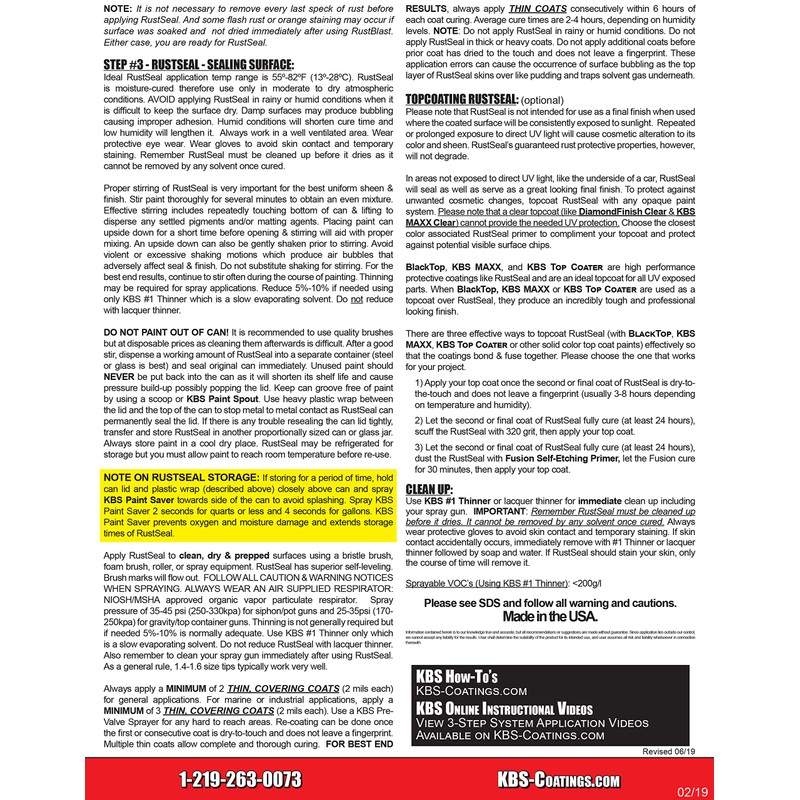 KBS Coatings 4201 Gloss Black RustSeal - 8 fl. oz.