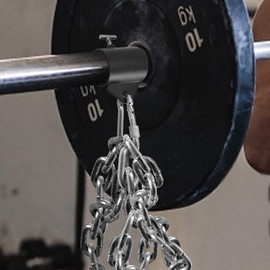 Aoneky 2'' Weightlifting Barbell Clamps with Clips for Hanging Chains - Adjustable Steel Olympic Bar Collars, T-bar Row Platform Landmine Eyelet Attachement, Set of 2