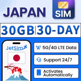 JetSIM Japan SIM Card 30GB High-Speed Data (30 Days)