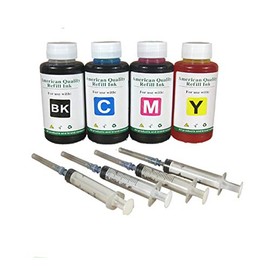 Vivid Colors 4 X 100ml Dye Ink Refills for Workforce WF and E-Tank Refill Printers