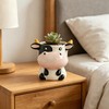 Cute Animal Ceramic Planter Pot, Small Glossy Cartoon Cow Shaped