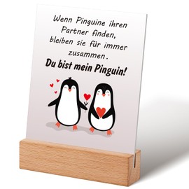 Gulfmew Pinguin Geschenk für Jahrestag Hochzeitstag Lustiges Tischschild mit Spruch Partner Geschenk für Valentinstag Weihnachten Geburtstag Liebesgeschenk für Sie Ihn Ehefrau Ehemann Freundin Freund