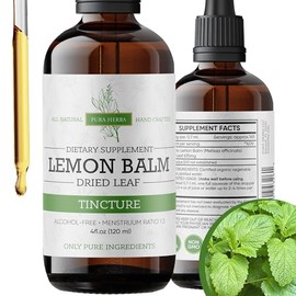 Pura Herba Lemon Balm Liquid Tincture – Alcohol-Free, Vegan – Organic Lemon Balm Extract – Made in USA – 4 Fl Oz