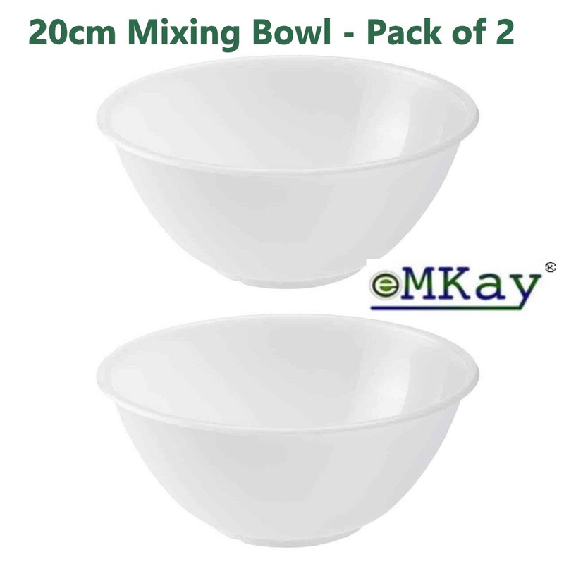 eMKay® Set of 2 Clear Plastic Mixing Bowls - 20cm