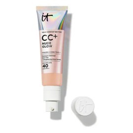 It Cosmetics CC Cream Nude Glow con Protector Solar FPS 40 + Suero Iluminador – Base de maquillaje con Niacinamida, Ácido Hialurónico, Cobertura Alta,