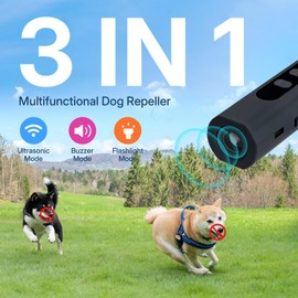Mcbazel Anti-Bark Ultrasonic Device, Anti Bell Device Dogs 30 Feet with Torch for Dogs