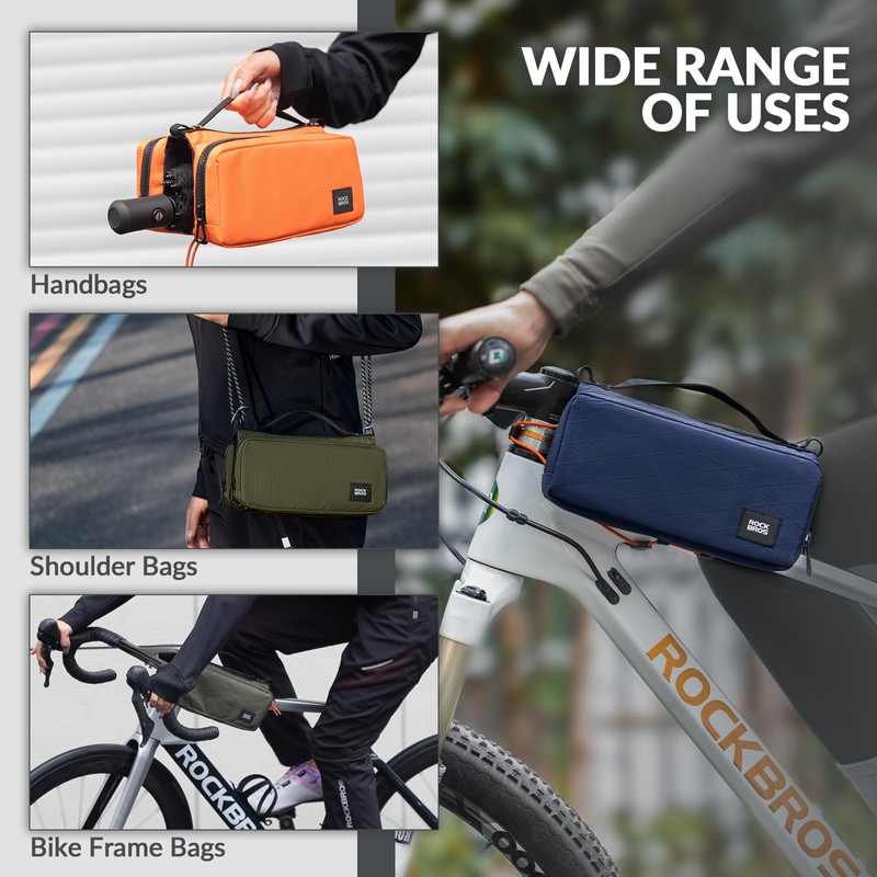 ROCKBROS Bicycle Frame Bag, High-Capacity Top Tube Container with 2