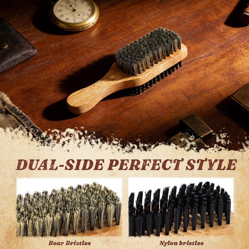 SIMPOR 2PCS Double Sided Boar Bristle Hair Brush Set, 2-in-1