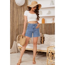 Metietila Summer Denim Shorts for Women Stretch Raw Hem Jean Shorts Small