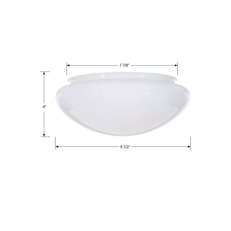 Satco 50-330 9.5-Inch Replacement Mushroom Glass Shade, 7-7/8 Inch Fitter,