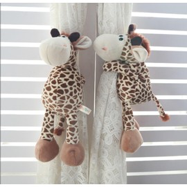 EXQUILEG Curtain Tiebacks, 2 Pieces Jungle Cartoon Animal Curtain Straps Curtain Buckle Hooks for Kids Nursery Room Window Decoration (Giraffe)