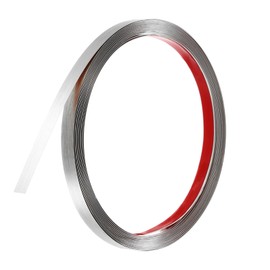 uxcell Silver Metalized Brushed Finish Molding Trim, Peel and Stick Stainless Steel, Flexible Self-Adhesive Metal Trim for Wall, Mirror Edging (16.4ft x 0.39")