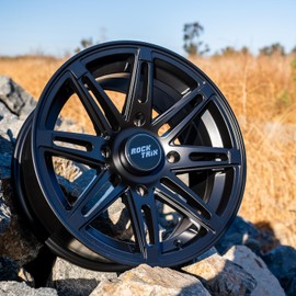 RockTrix RT103 15in Wheel 15x7 4x137, 4+3 Offset, ATV UTV SxS Rim, Compatible with Can Am Commander Max Defender Max Pro Maverick X3 Maverick Trail, 4/137 Matte Black, 1pc Single