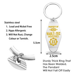 KUYAI Property Of Vault Tec Industries Motel Keyring for Fans Game Lovers Gift for Gamer, industries33uk