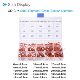CoCud Silicone Rubber O Ring Assortment Kit, 15 Sizes, Silicone Flexible Nitrile Metric Pressure Washer O-Rings Gasket -(Applications: for Automotive Plumbing Sealing Repair), 225-Pieces