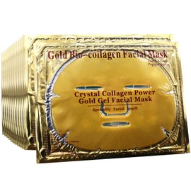 Permotary 12 PCS 24k Gold Crystal Gel Collagen Facial Masks, Deep Moisturizing Facial Sheet for Women Skin Care Revitalize Skin