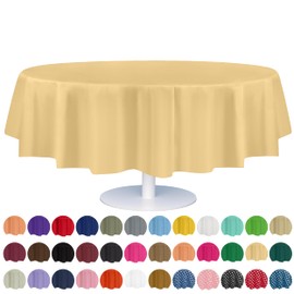 Grandipity Ivory Plastic Table Cloth Disposable (6 Pk) 84in Round Tablecloth Premium Party Table Cloths Disposable - Perfect Table Cloth Round Cover for Any Table Up to 6 Feet
