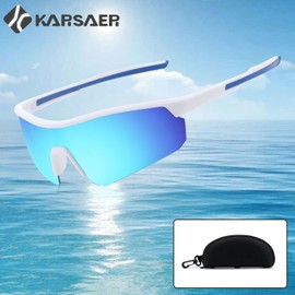 Karsaer B6012 Kids Sunglasses, Polarized Children's Sunglasses, Sports Sunglasses, Youth Sunglasses, UV Protection, For Baseball, Running, Softball, Cycling, 5-13 Years Old, Unisex, 005 White Frame &