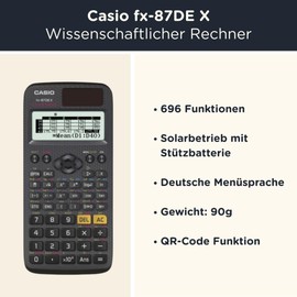 CALCUSO economy pack: Casio FX 87 DE X ClassWiz Technical Scientific Calculator + WYNGS Protective Case Dark Grey