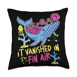 Whale: It Vanished In Fin Air Throw Pillow